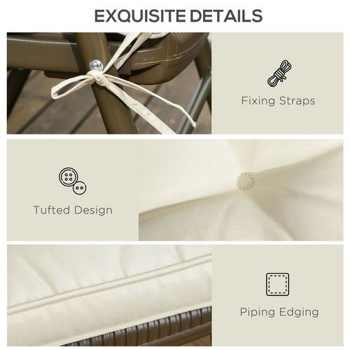 Garden Seat Cushion with Ties Replacement Dining Chair Seat Pad in Cream