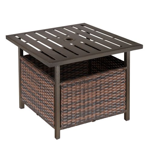 Outdoor Rattan Coffee Table with Umbrella Hole