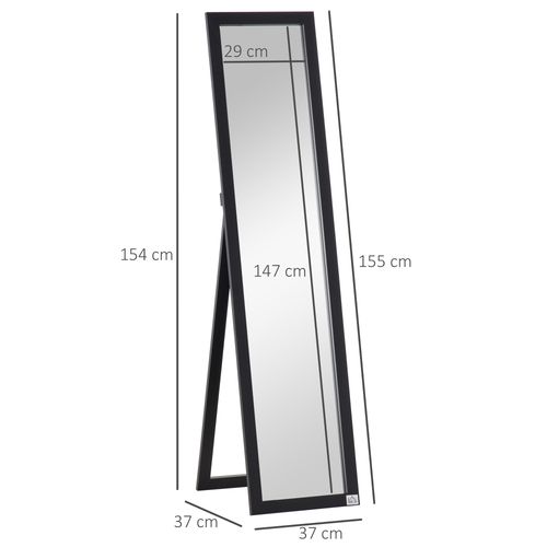 Full Length Mirror, Floor Standing or Wall-Mounted Long Mirror in Black