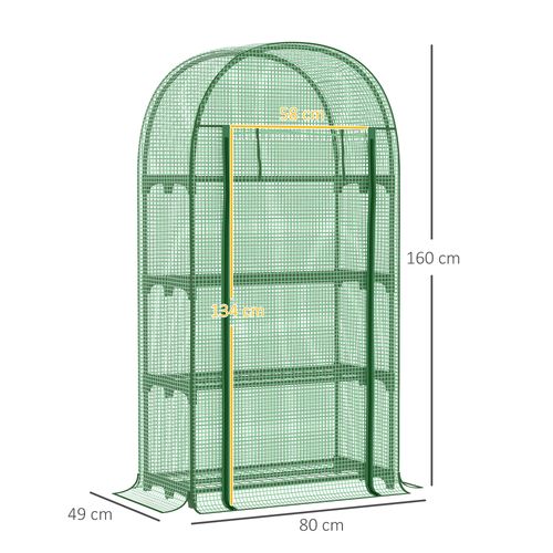 Mini Greenhouse with Storage Shelf in Green