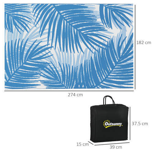 Reversible Waterproof Outdoor Rug with Carry Bag, (182cm x 274cm) in Blue