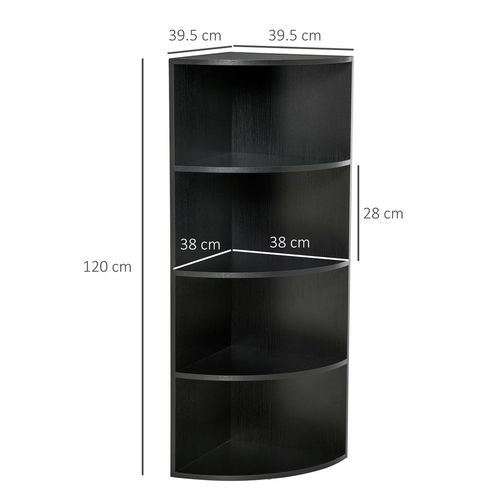 4 Tier Wood Corner Shelf Unit in Black