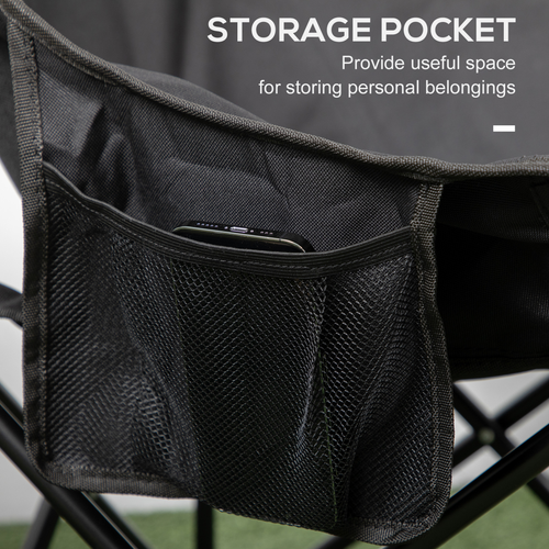 Folding Camping Chair with Carrying Bag and Storage Pocket in Black