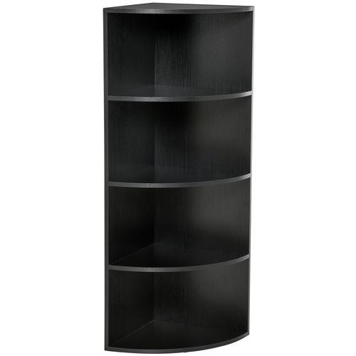 4 Tier Wood Corner Shelf Unit in Black