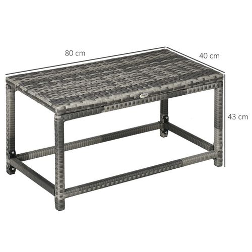 Outdoor Coffee Table Full Woven Table Top in Grey