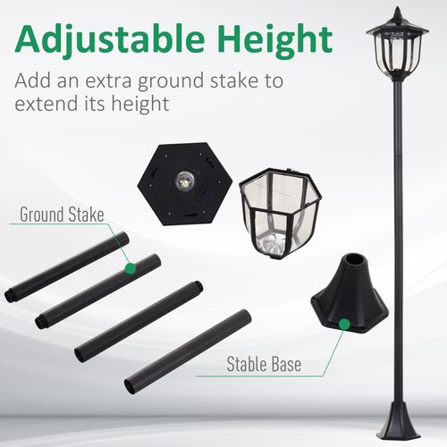 Tall Free-Standing ABS Garden Solar LED Lamp Post Black