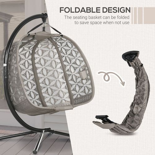 Double Hanging Swing Chair with Stand & Cup Holders in Brown