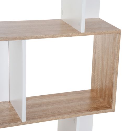 5-tier Display Shelving Storage Bookcase S Shape Unit Natural
