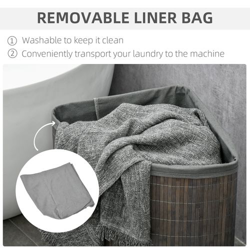 55L Bamboo Corner Laundry Hamper Basket