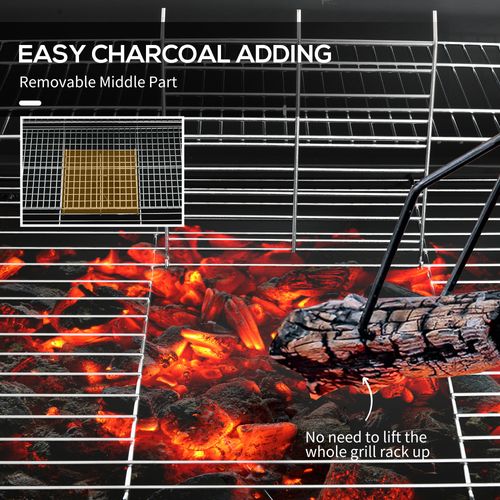 Barrel Charcoal Barbecue BBQ Grill Trolley with Ash Catcher Thermometer