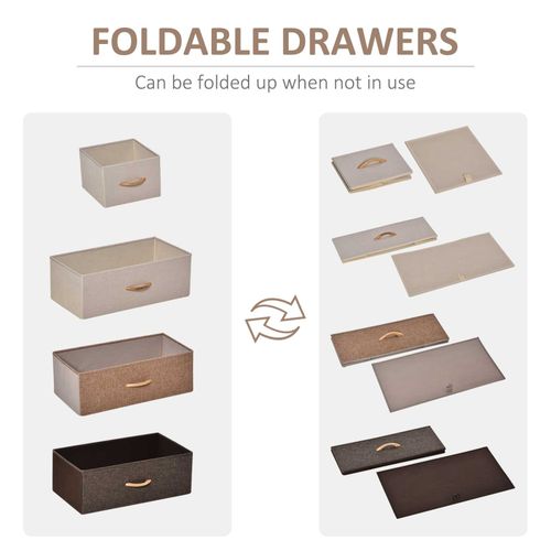 Dresser Tower With 5 Linen Fabric Drawers Steel Frame