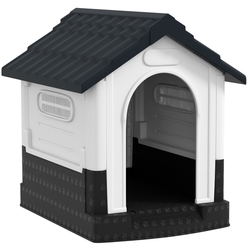 Dog Kennel for Outside for XS Dogs (64.5cm x 57cm x 66cm) in Grey