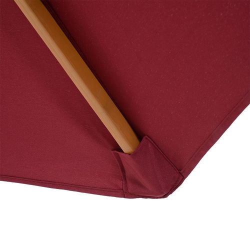 3m Wooden Garden Parasol, Sun Shade in Wine Red