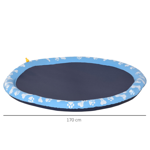 Splash Pad Sprinkler for Pets Dog Bath Pool Non-Slip Outdoor Blue - 170cm