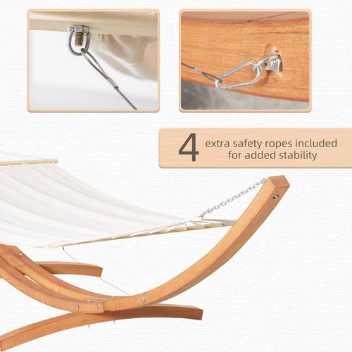Outdoor Garden Hammock & Wooden Stand Swing Hanging Bed White