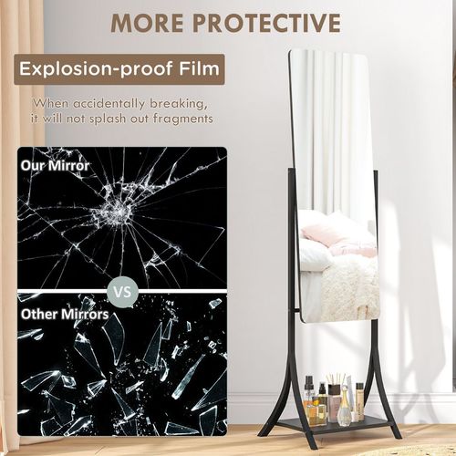 Freestanding Full Length Mirror Adjustable Full Body Mirror with Shelf