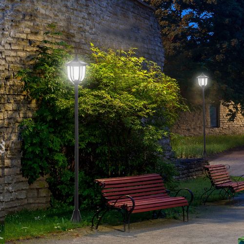 Tall Free-Standing ABS Garden Solar LED Lamp Post Black