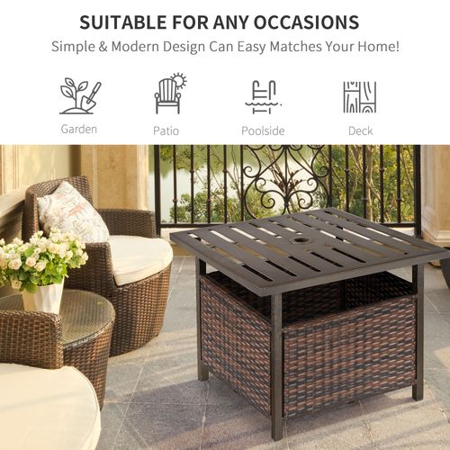 Outdoor Rattan Coffee Table with Umbrella Hole