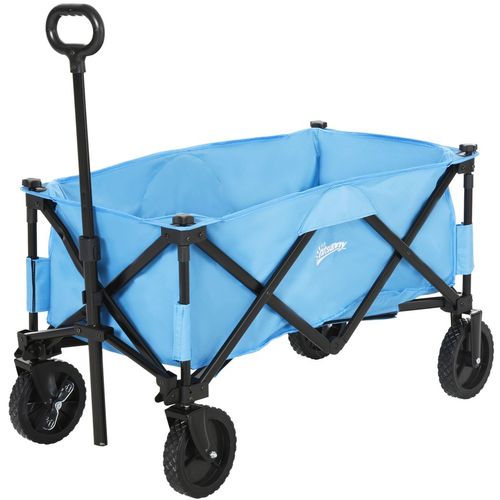 Pull Along Cart Folding Cargo Wagon Trailer Trolley For Beach Garden with Handle