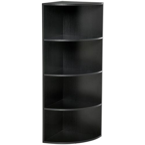4 Tier Wood Corner Shelf Unit in Black