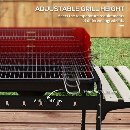 Charcoal Barbecue BBQ Grill Trolley With 5-level Grill Height Ash Catcher