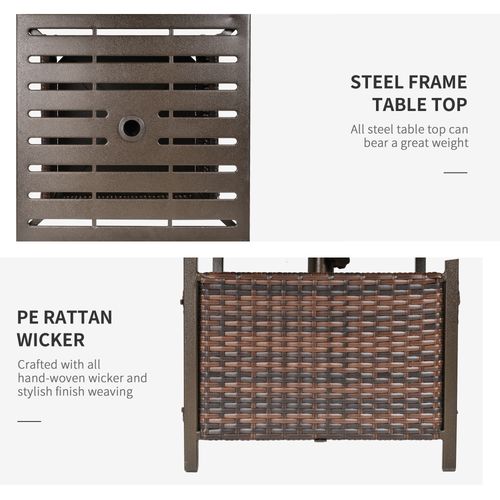 Outdoor Rattan Coffee Table with Umbrella Hole