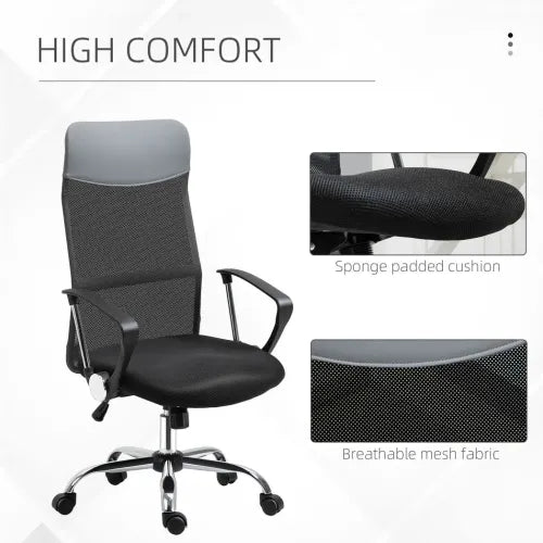 Executive Office Chair High Back Mesh Seat in Black