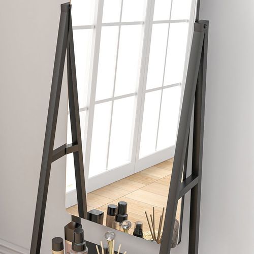 Portable Full Length Mirror Adjustable Full Body Mirror with 2 Shelves
