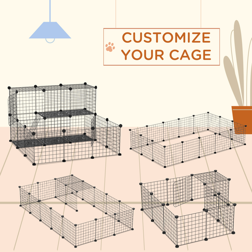 Pet Playpen DIY Small Animal Cage for Rabbit Ferret Chinchilla Guinea Pig - Black