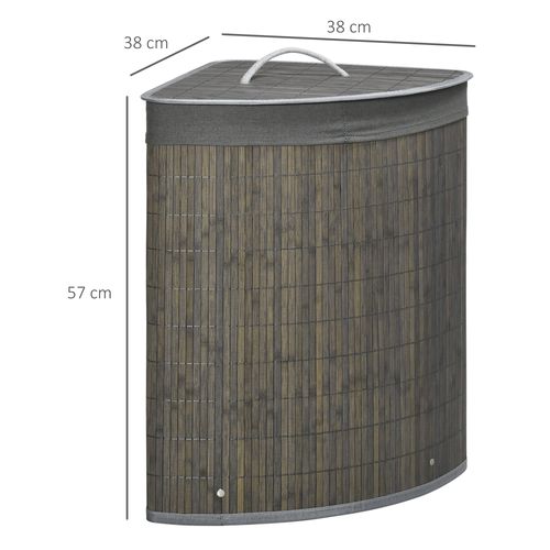 55L Bamboo Corner Laundry Hamper Basket