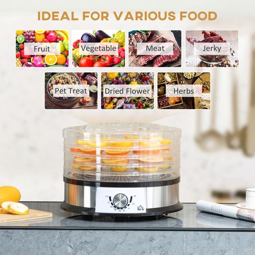 5-Tier 250W Stainless Steel Food Dehydrator - Silver