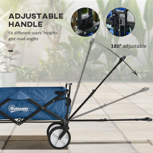 Pull Along Cart Folding Cargo Wagon Trailer Trolley For Beach Garden with Handle