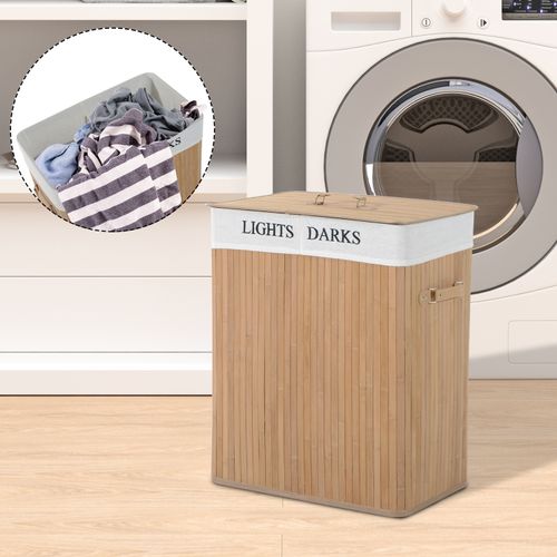 Bamboo Collapsible Laundry Basket with Lid