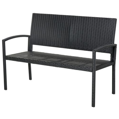 Patio Rattan 2 Seater Garden Bench Love Seater in Black