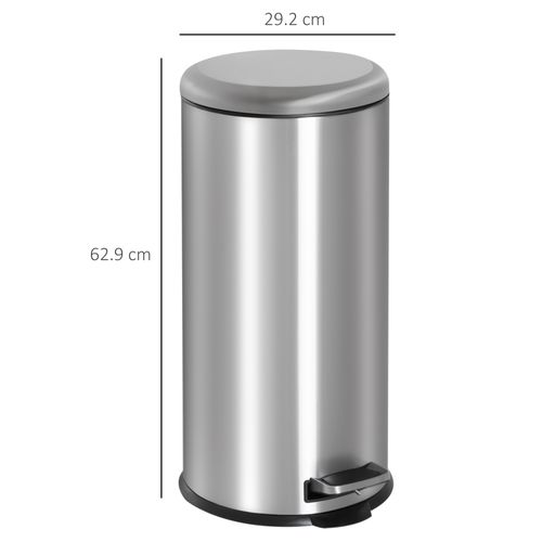 30L Pedal Bin - Black & Silver