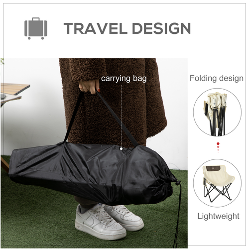 Folding Camping Chair with Carrying Bag and Storage Pocket in White