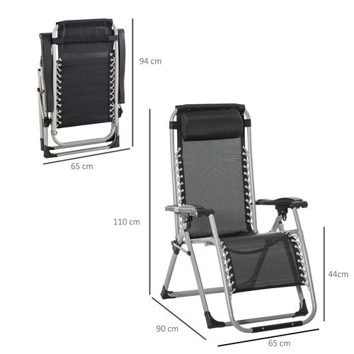 Reclining Zero Gravity Chairs in Dark Grey - Set of 2
