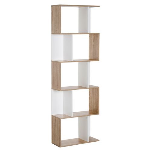 5-tier Display Shelving Storage Bookcase S Shape Unit Natural
