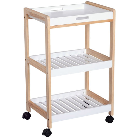 Kitchen Trolley 3 Tier Bamboo/MDF 74.5H cm