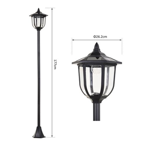 Tall Free-Standing ABS Garden Solar LED Lamp Post Black