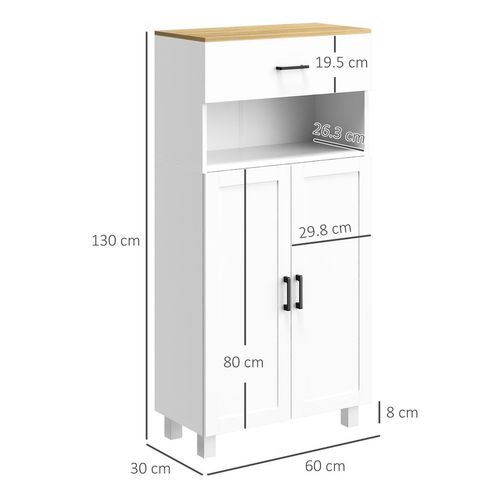 Kitchen Cupboard Storage Cabinet with Drawer, Countertop, White