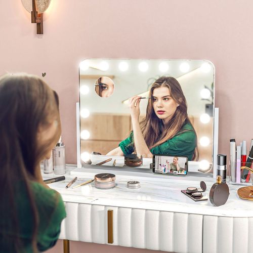 Hollywood Dimmable Lighted Makeup Mirror with Magnifier