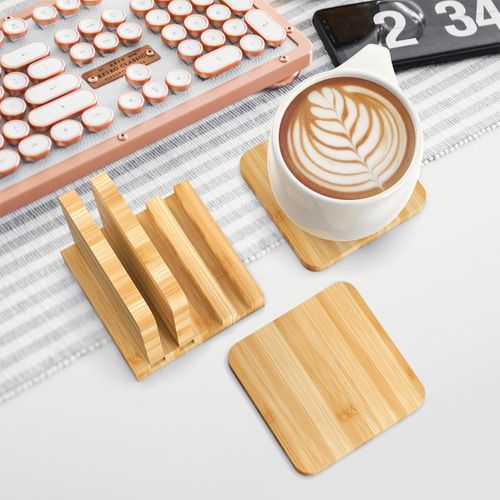 4 Bamboo Coasters & Stand