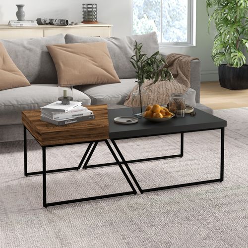 Coffee Table with Steel Frame - Set of 2