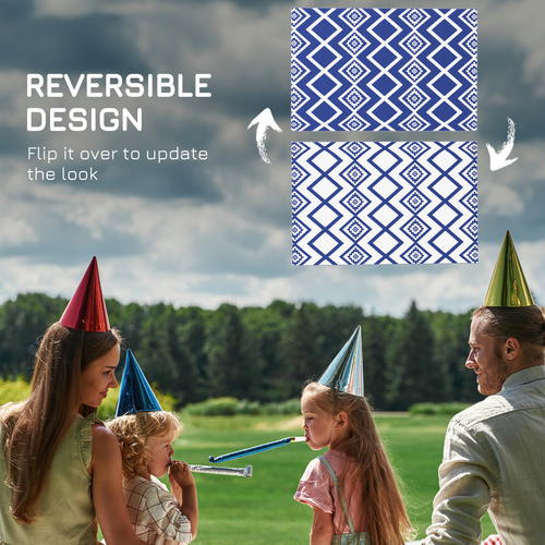 Reversible Waterproof Outdoor Rug with Carry Bag (182cm x 274cm) in Blue