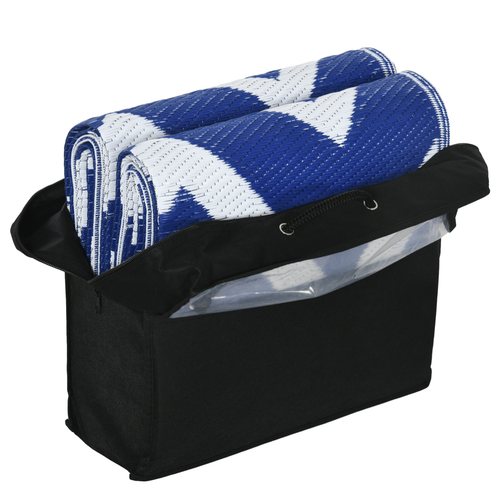 Reversible Waterproof Outdoor Rug with Carry Bag (182cm x 274cm) in Blue