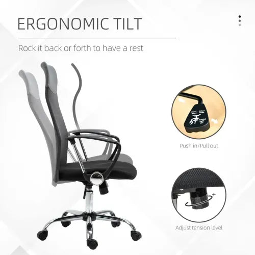 Executive Office Chair High Back Mesh Seat in Black