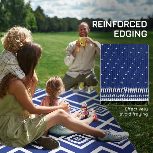 Reversible Waterproof Outdoor Rug with Carry Bag (182cm x 274cm) in Blue