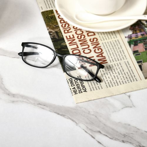 Coffee Table Cocktail Table  High Gloss Marble Top Steel Frame White