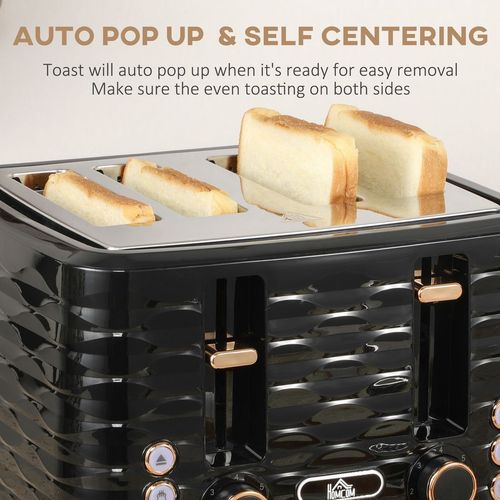 Kettle and Toaster Set 1.7L Rapid Boil Kettle & 4 Slice Toaster Black